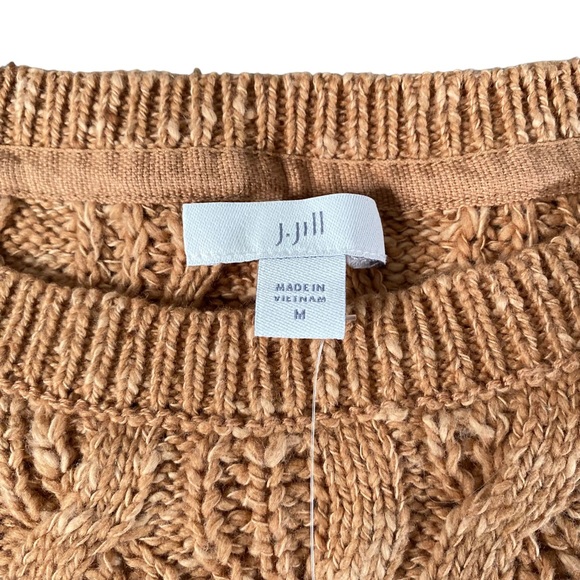 J Jill Cable Knit Sweater Womens Medium Gingerbread Brown Chunky Pullover NEW - Picture 5 of 7